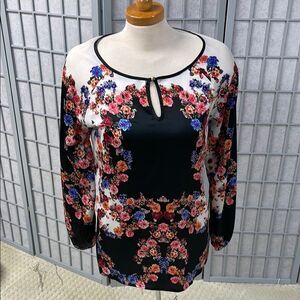 Tristan Floral Women's Top - Black and Multicolour, Size Small